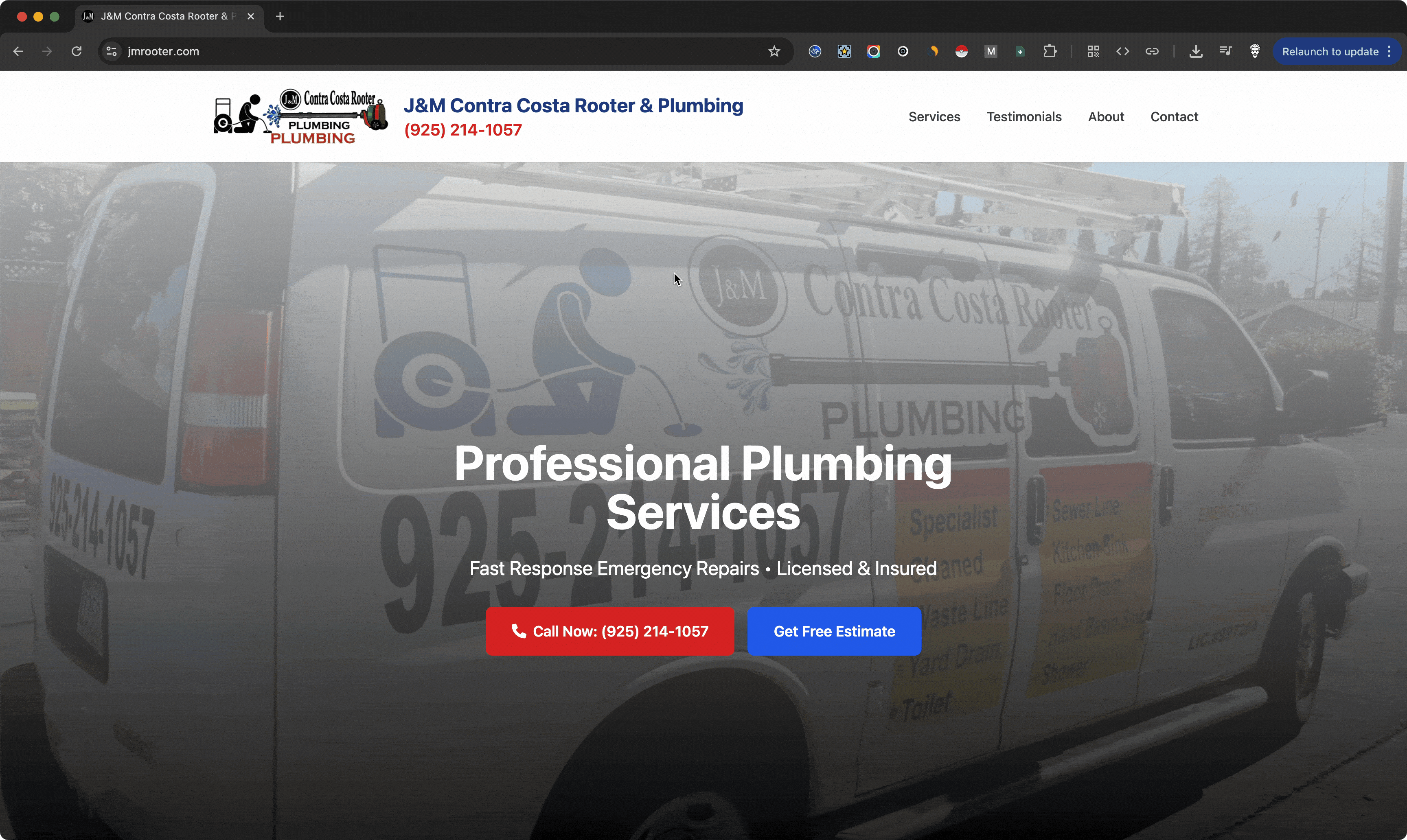 J & M Rooter Landing Page